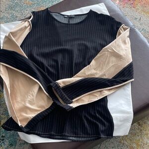 Zara Black and Tan Long Sleeve Top